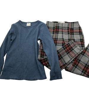Zara Kids Girls Size 7 Long Sleeve Knit Shirt Plaid Pants BUNDLE Fall Winter - Picture 1 of 9