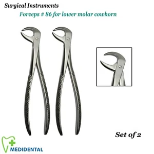 Set Of 2 - Surgical Instruments Extracting Forceps For Lower Molars Cowhorn # 86 - Picture 1 of 4