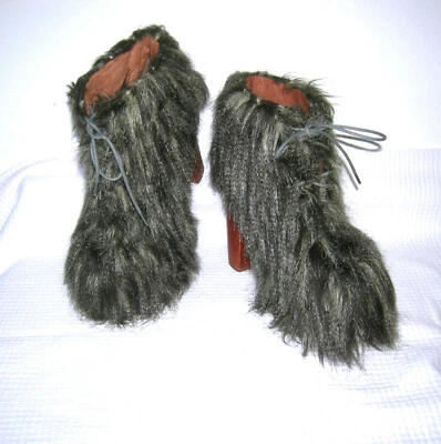 JEFFREY CAMPBELL SHAG LITA BOOTS CHEWBACCA HAIRY PLATFORMS ANKLE BOOTIES NWOT 7M - Image 1 of 4