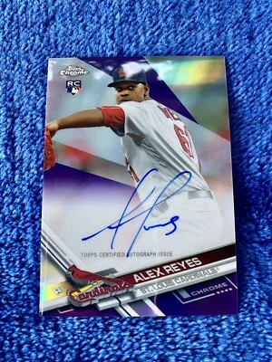 2017 Topps Chrome Alex Reyes SP Purple Refractor Auto RC /250 Cardinals Mint - Image 1 of 3