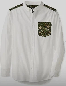 WESC Mens Shirt Size L White Multicolor Camo Button Down Long Sleeve Shirt - Picture 1 of 5