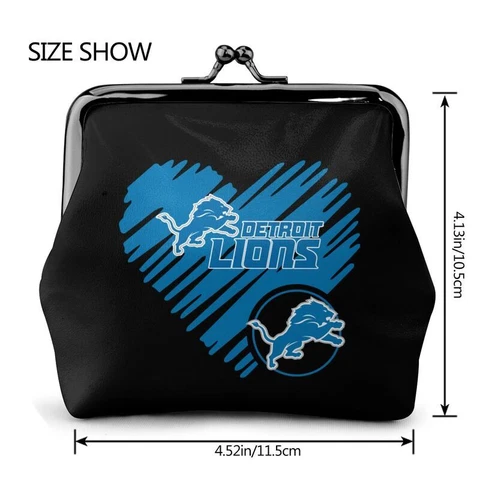 Detroit Lions Leather Coin Purse Change Purse Love Style Ladies Wallet,fans Gift Cover