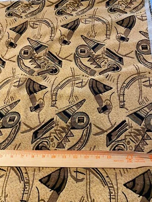 WovenTapestry upholstery weight fabric primitive design golden tan 27" x 58" - Image 1 of 2