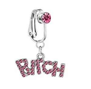 Clip On Belly Button Ring "*ITCH" Shape Fake Belly Navel Piercing - Picture 1 of 1