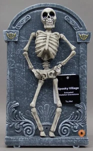 Spooky Village Halloween Animated Dancing Light Up Skeleton Gravestone Decor NWT - Picture 1 of 1