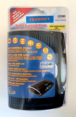 Tenergy V9688 Universal LCD Screen Battery Charger for AA/AAA/C/D/9V w/ USB Port - Image 1 of 4