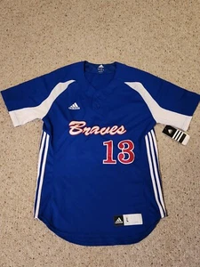 Maglietta Adidas ATLANTA BRAVES Baseball #13 Taglia Large Nuova con Etichette, BLU - Foto 1 di 5