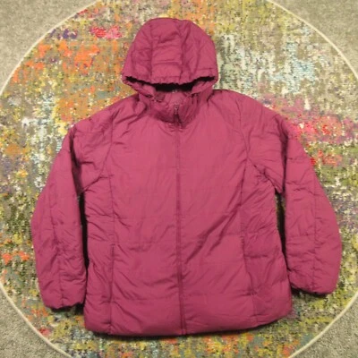 Uniqlo вниз с капюшоном пуховик парка куртка женщин XL Megenta полный молнии легкий - Изображение 1 из 4