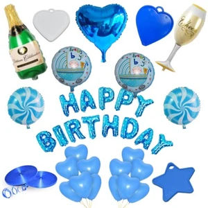 Happy Birthday Baby Boy Theme Foil Balloons weight heart ballon Birthday Party - Picture 1 of 23