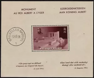 Belgium 1938 Block Scott B208 King Albert Memorial MNH VF - Picture 1 of 1