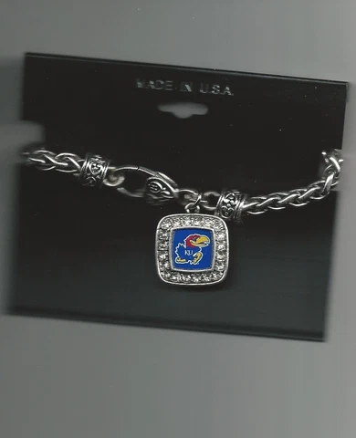 KU Kansas Jayhawks Braided Toggle Fashion Bracelet with Pendant USA Made New Cover