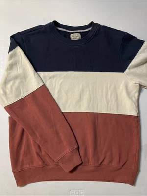LL Bean Sudadera Para Hombre Mediana Roja Blanca Azul 1912 Cuello Redondo Colorblock EE. UU. Foto 1 de 4