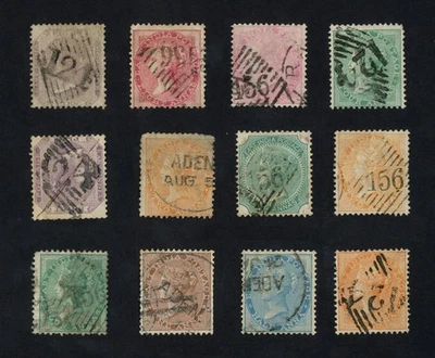 Estampillas de Adén y Birmania 1856-65 QV India inc. Adén 124 y 156 matasellos, clásicos Foto 1 de 2