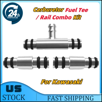 For 1977-83 Kawasaki Carburetor Fuel Tee / Rail Combo Kit KZ1000 KZ650 CSR US - Image 1 of 4