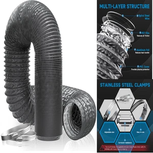 Flexibel verlängerbare Abluftleitung | 5m PVC-Alu-Schlauch - Bild 1 von 8