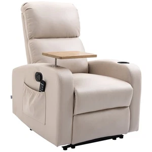 HOMCOM Poltrona Relax Reclinabile con Poggiapiedi e Telecomando Beige - Foto 1 di 10
