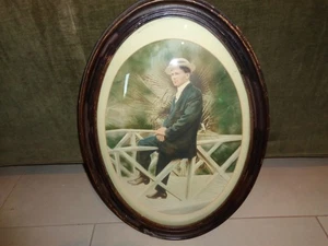 Antiker farbiger Foto Holz ovaler Rahmen konvex Blase Glas Florida Kuba ? - Bild 1 von 5