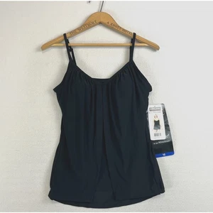 MIRACLE SUIT Kirkland Tankini Swim Top Womens 10 Black Slimming Shapewear - Picture 1 of 12