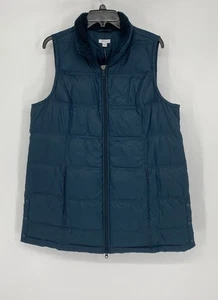 J. Jill Puffer Vest Women Size Large Dark Teal Down Quilted Full Zip Outdoor - Picture 1 of 9