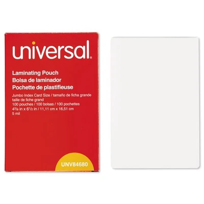 Universal 84680 6.5 in. x 4.38 in. 5 mil Laminating Pouch - Clear (100/BX) New - Image 1 of 4
