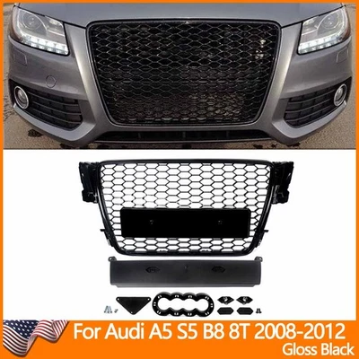 Front Mesh RS5 Style Bumper Grille For Audi A5/S5 B8 8T 2008-2011 2012 Black Foto 1 de 4