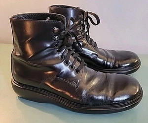 Gucci Vtg Military Style Combat Boots Black Leather Italy Mens Sz 8.5 COA Incl - Picture 1 of 22