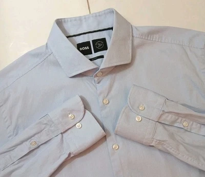 HUGO BOSS PERFORMANCE P-HANK-spread Men Dress Shirt Slim Fit Size XL-17.5 /44 - Image 1 of 4