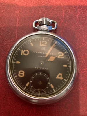 Ingersoll Triumph Pocket Watch - Vintage.  Silver colour with black dial - Image 1 of 2