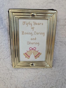 Velvet Photo Album Black 4x6 Gold Tone Fifty Years of Loving, Caring & Sharing - Picture 1 of 14
