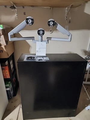 M/FLEX Deskmount Triple Monitor Setup. Comes With One Monitor Attachment Plate. - Image 1 of 4
