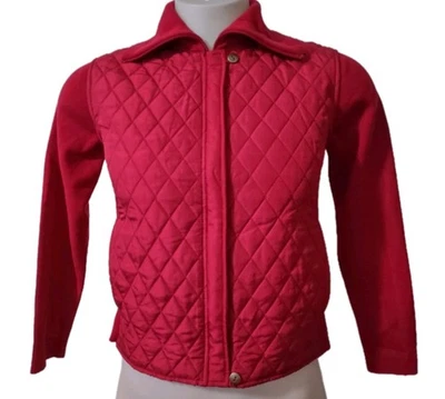 Liz Claiborne Quilted Jacket Women's Petite M Silk Blend Knit Sleeves Outerwear  - Image 1 of 4