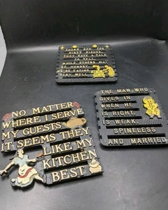 Silly Vintage Metal Trivets, Silly Sayings Set Of 3, U S A - Picture 1 of 10