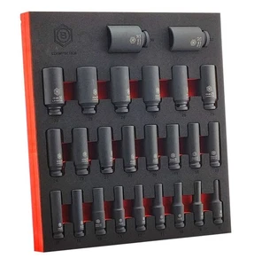 Britool Hallmark 25pc 1/2" Dr. Deep Impact Socket Set Sizes 8-36mm - Picture 1 of 6
