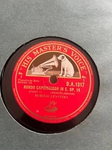 Mischa Levitzki Rondo Capriccioso in E Op 14 HMV SHELLAC 10" D.A 1317 - Picture 1 of 2