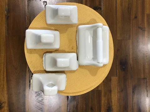 Vintage Ivory porcelain towel racks and toilet paper holder Cover