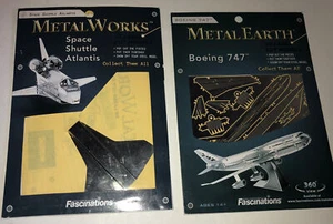 2 Metal Earth Aircraft Kits -Boeing 747, Space Shuttle Atlantis - Picture 1 of 3