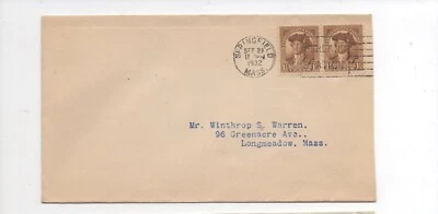 United States cover 706 pair Springfield Massachusetts to Longmeadow MA - Image 1 of 2