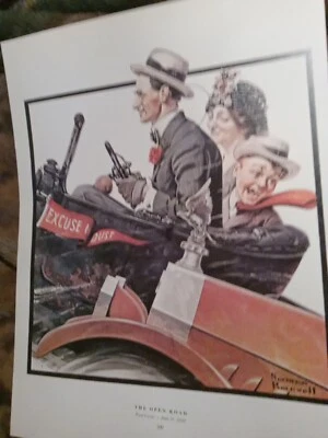 "Excuse My Dust" Rockwell 1970s reprint of 1920 Saturday Eve Post cover 12x14" - Изображение 1 из 4