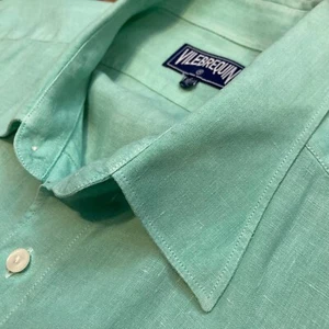 Vilebrequin Linen Shirt Men’s XXL Mint Green Long Sleeve Button Up $280 - Picture 1 of 6