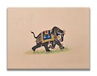 Indien Habillé Up Éléphant Peinture Fait À La Main Miniature ?uvre Pn13127