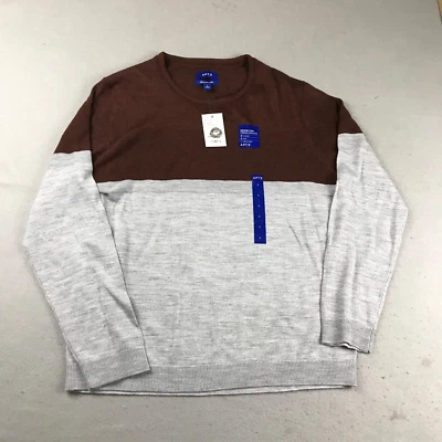 Apt 9 Sweater Mens Large Brown Gray Merino Woolen Seriously Soft Pullover NWT - Image 1 of 4