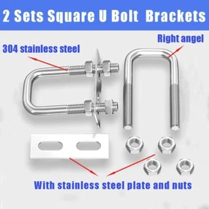 2PCS U-Bolts M6 M8 M10 Square U Bolt 304 Stainless Steel with Nut Plate Washer - Picture 1 of 13