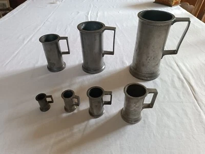 Ensemble De Mesures En Étain Ancienne Bon État - Photo 1/4