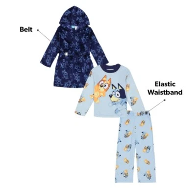 Bluey Boys 3-Piece Super Soft Hooded Robe & Pajama Set Size Medium (8) - Image 1 of 4