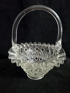 ANTIGUA CESTA DE MANGO DE VIDRIO FENTON FIRMADA CRISTALERÍA COLECCIONABLE - Imagen 1 de 14