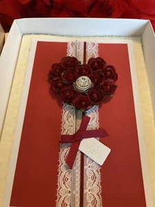 Crafted Valentines Day Card Vintage Style Design Rose Keepsake Gift Unique - Picture 1 of 2