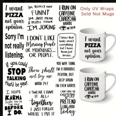 UV DTF Funny Sayings Quotes Transfer 贴纸套装 12 件 2.25x2.5 英寸贴花 — 第 1/4 张图片