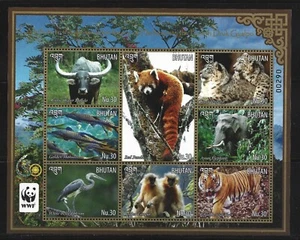 SD BHUTAN 2015 WILDLIFE CONSERVATION WWF  MNH SHEETLET & SOUV SHEET  SEE 2 SCANS - Picture 1 of 2