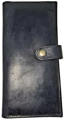 Premium Cow Grain Leather Handmade Stylish Long Coat Wallet, Color: Black, CW411 - Image 1 of 4