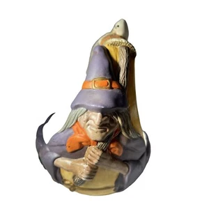 Halloween Witch Ceramic Candy Basket With Ghosts - Hand-Painted Decor - Picture 1 of 5